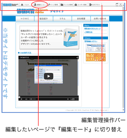 編集モード・閲覧モードのの切り替えで編集が可能。